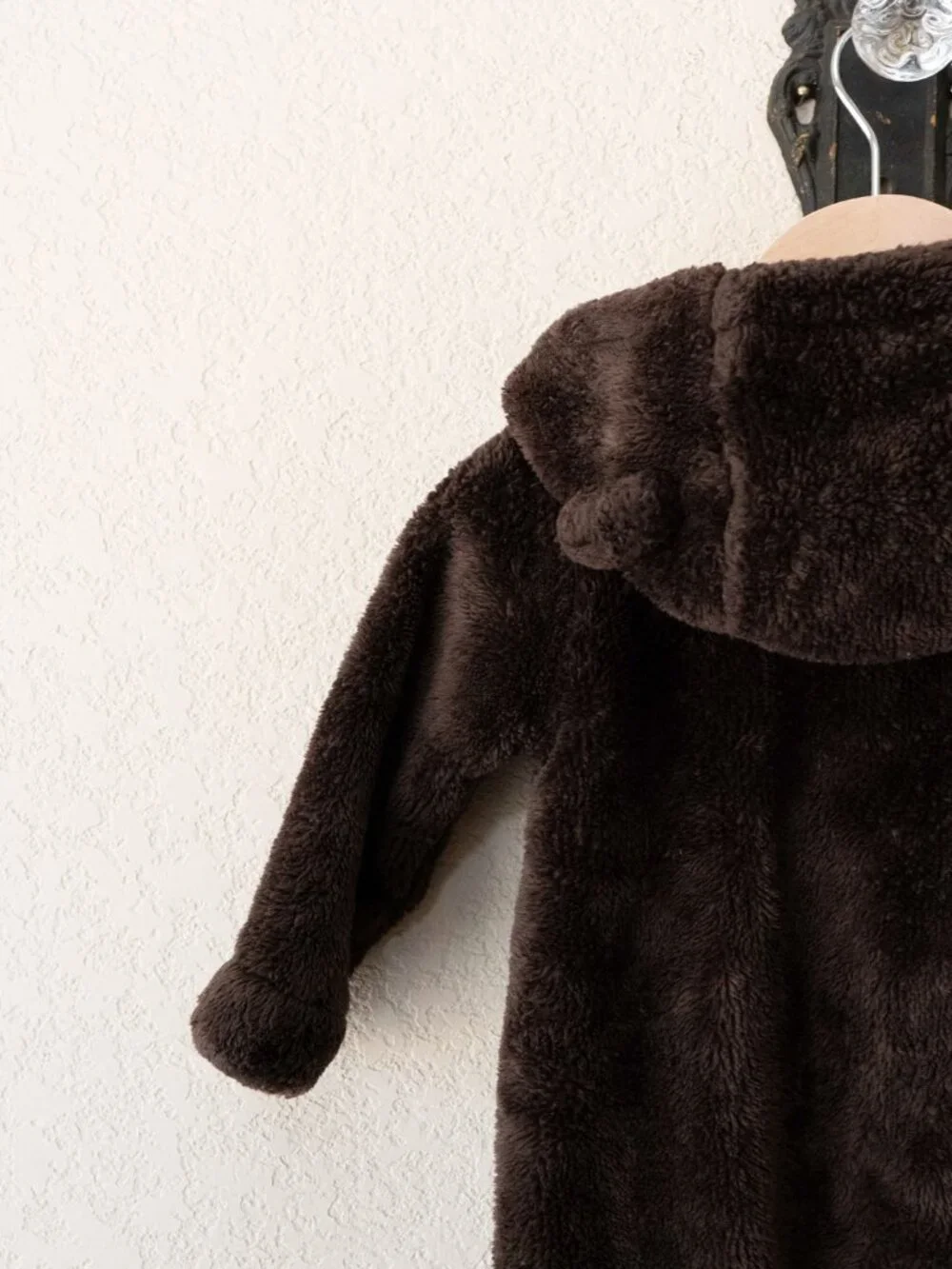 Baby Gap Bunting 6-12 Months Brown Bear Fleece Hooded Footed One Piece Suit